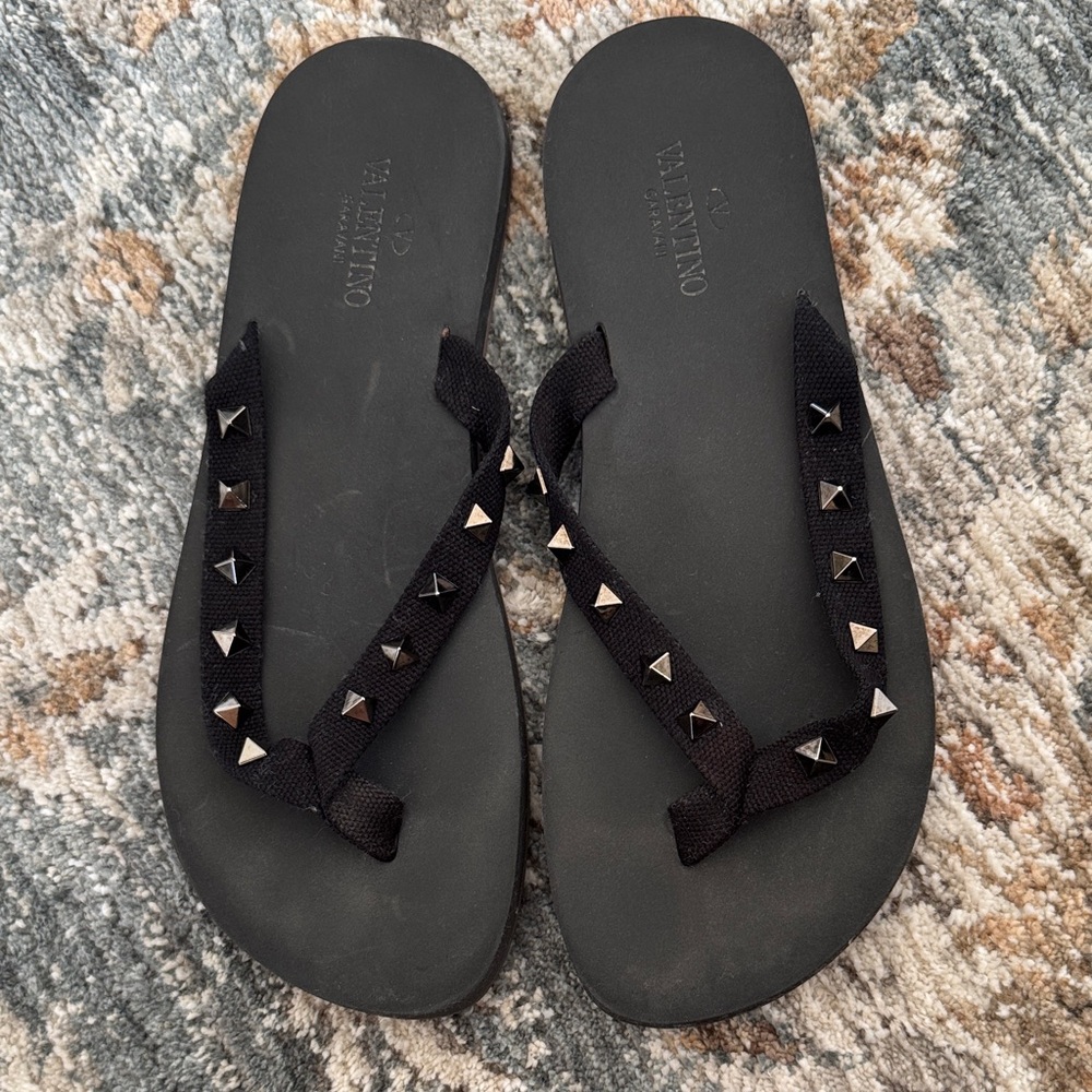 Valentino Black Sandals with Silver Studs